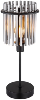 LED Tischleuchte, Metall, Glasstäbe, rauchfarben, E14, H 37,5 cm