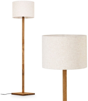 hofstein Stehlampe Stehlampe mit Holzfuß und Schirm aus Stoff, ohne Leuchtmittel, Boho-Style, skandinavisches Design (40 cm), Fußschalter, 1 x E27