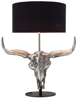 riess-ambiente Tischleuchte EL TORO 68cm schwarz / silber, ohne Leuchtmittel, Wohnzimmer · Stierkopf · Baumwoll-Schirm · Wild West