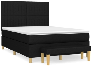 vidaXL Boxspringbett mit Matratze Schwarz 140x190 cm Stoff 3137311