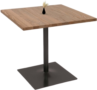Bistrotisch HWC-H10, Bartisch Thekentisch, Industrial Gastronomie Ulme Holz MVG-zertifiziert 75x80x80cm ~ hellbraun