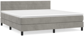 vidaXL Boxspringbett mit Matratze Hellgrau 180x200 cm Samt 3141377