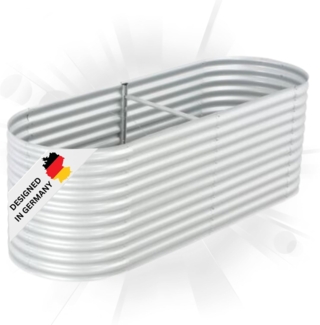 DELUKE® rundes Hochbeet für Garten BLUMO Verzinkter Stahl Hochbeet Metall Gartenbeet rund Kräuterbeet Blumenbeet Frühbeet für Garten Gemüsebeet, 240x80x81cm, Silber