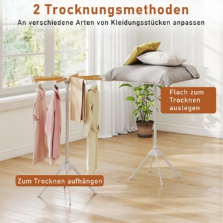 COSTWAY Turmwäscheständer, Wäscheständer klappbar mit 8 Bambus-Stangen, 4-Beine