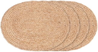Tischset aus geflochtener Jute, natur, oval, 35x45 cm, 4er-Set