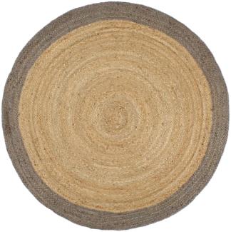 vidaXL Teppich Handgefertigt Jute mit Grauem Rand 240 cm 343604