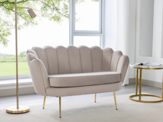 Vente-unique - Muschelsofa 2-Sitzer - Samt - Graubraun - DANDELION von Pascal Morabito