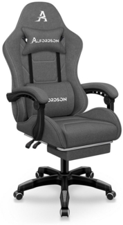 ALFORDSON Bürostuhl Gaming-Stuhl, Massage-Gaming-Stuhl, Ergonomischer Gamer-Stuhl, mit Fußstütze, Kopfstütze, Massage-Lendenkissen, Gepolstert, Grau