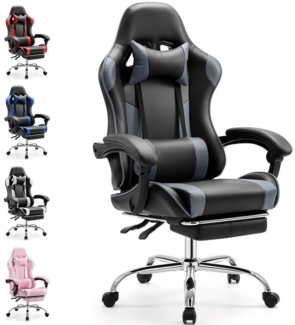 DUMOS Gaming-Stuhl Gaming Stuhl, Ergonomischer Bürostuhl mit Fußstütze, E-Sportstuhl, Gepolstert mit verstellbare Lendenkissen, Kopfkissen und Armlehnen