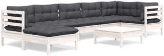 vidaXL 8-tlg. Garten-Lounge-Set mit Kissen Weiß Kiefer Massivholz 3096557