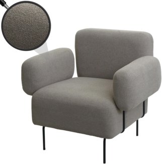 Lounge-Sessel HWC-L83, Cocktailsessel Polstersessel Sessel, Bouclé Stoff/Textil Metall ~ grau