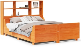 vidaXL Massivholzbett ohne Matratze Wachsbraun 135x190 cm Massivholz 3323823