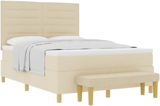 vidaXL Boxspringbett mit Matratze Creme 160x200 cm Stoff 3344238