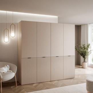 MOEBLO Drehtürenschrank MINEWRA NOVA 200 (4 türig Schrank Garderobe, Schlafzimmer, Drehtürenschrank, Falttürenschrank, Schrank mit Einlegeböden und Kleiderstange) (BxHxT): 202 x 200 x 51 cm