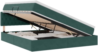 vidaXL Aufbewahrungsbett mit Matratze Dunkelgrün 180 x 200 cm Samt 3370836