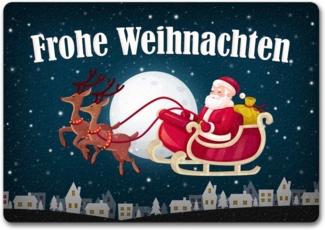 speecheese Fußmatte Frohe Weihnachten Fußmatte randlos mit Weihnachtsmann Motiv