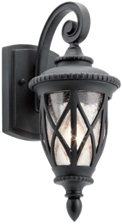 Außenleuchte, Wandlampe, Glas, Schwarz, H 37,7 cm