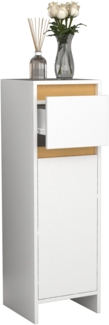 VCM Badmöbel Midischrank Malira 919807 Weiß / Honig-Eiche H. 95 x B. 30 x T. 30 cm