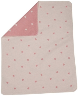 Schmusedecke Herzchen 70x90 cm rosa Baumwolle/ Flanell