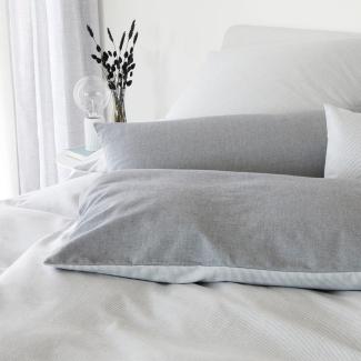 elegante Soft-Flanell Bettwäsche Tender silver|155x220 cm + 80x80 cm