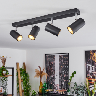 »Gambellara«, moderne Deckenlampe aus Metall in Schwarz/Chromfarben, Spot mit verstellbaren Strahlern, 4-flammig, 4 x GU10 max. 35 Watt