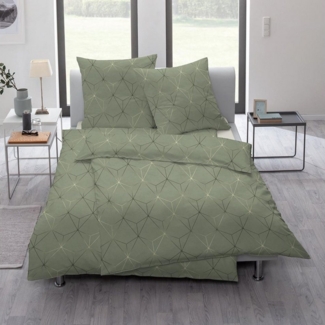 Estella Mako Jersey Bettwäsche 135x200 Kian Rauten Waben oliv uni 6930-540