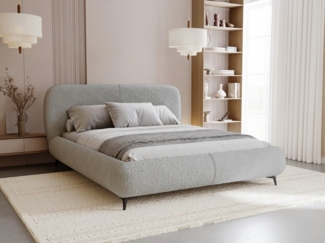 Compleo Polsterbett mit gepolstertem Kopf- & Fußteil, Bett mit Bettkasten Japandi-Stil