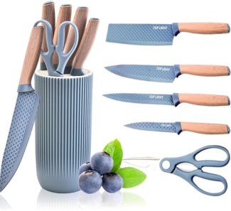 6-teiliges schwarzes Küchenmesser-Set mit Antihaftbeschichtung und Messerblock