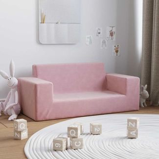 vidaXL Kindersofa 2-Sitzer Rosa Weich Plüsch 4104783