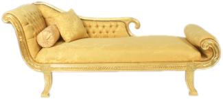 Casa Padrino Barock Chaiselongue Modell XXL Gold Muster / Gold Linke Seite - Antik Stil - Liege Wohnzimmer Möbel