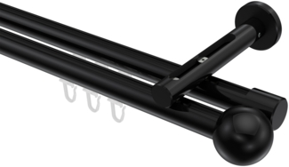 Innenlauf-Gardinenstangen-Set Siteno Luino 100 cm, 2-läufig, 20 mm Ø Schwarz