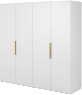 Selsey 'Frame' Kleiderschrank 4-türig mit 2 Kleiderstangen und Schubladen, weiß 200 x 200 x 57 cm