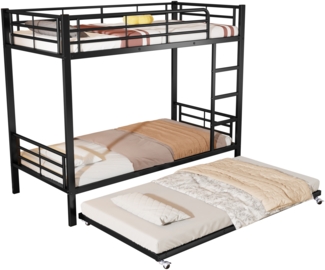 ComfortXL Etagenbett-B023, Metall, Schwarz, 200x140x160cm