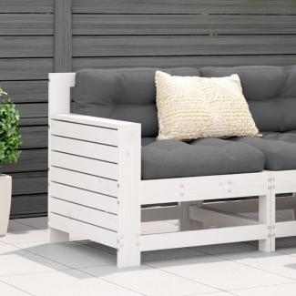 vidaXL Gartensofa mit Armlehne und Kissen Weiß Massivholz Kiefer 844921