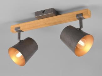 TRIO Leuchten LED Deckenstrahler, Dimmfunktion, LED wechselbar, Warmweiß, ausgefallene Decke-nleuchten Holz-lampe Industrial Style Breite 42,5cm