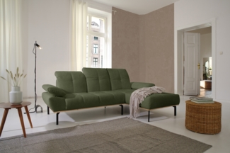 DOMO. collection Ecksofa 100010, Couch in L-Form mit Kopfstützenverstellung und verstellbare Armlehnen, Sofa, Polsterecke, Eckcouch, Polsterganitur 242 x 170 x 87 cm (BxTxH), grün