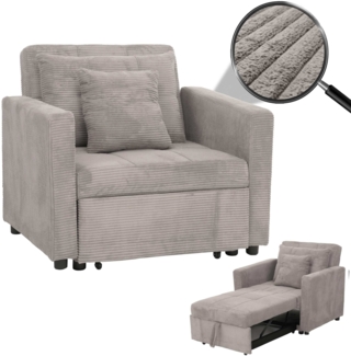 Schlafsessel HWC-L90, Klappsessel Gästebett Relaxsessel, Liegefläche 200x100cm Stoff/Textil Cord ~ hellgrau