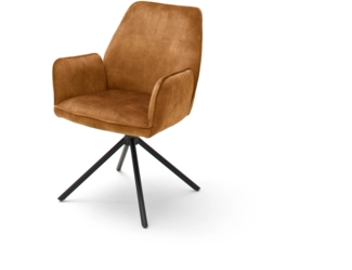 OTTAWA 4-Fuß Stuhl - 2er Set - Curry / Mit Armlehnen / 180° drehbar