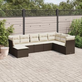 vidaXL 8-tlg. Garten-Sofagarnitur mit Kissen Braun Poly Rattan 3218053