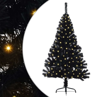 vidaXL Künstlicher vorbeleuchteter Weihnachtsbaum Schwarz 120 cm PVC 3397111