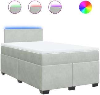 vidaXL Boxspringbett mit Matratze Hellgrau 120x200 cm Samt 3288576