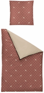 Irisette Biber Bettwäsche Panda 155x220 Hirsch Sterne Wende rost beige 8395-50