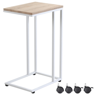 Casaria Beistelltisch mit Rollen, Holz / Metall Weiß, 70 x 50 x 35 cm