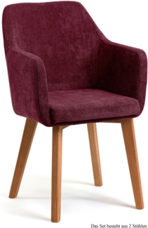 Armlehnstuhl (2er-Set) Darleen 57 x 87 x 60 Eiche geölt/Marsala