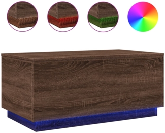 Couchtisch, Sofatisch mit LED-Leuchten Braun Eichen-Optik 90x50x40 cm