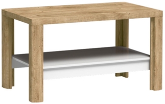 Couchtisch Livinio Wohnzimmertisch 110x63x61,5cm Ribbeck Eiche weiß Hochglanz