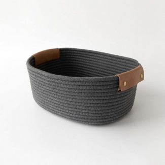 Coonoor Aufbewahrungskorb Aufbewahrung,Seegras Korb Geflochten mit Griff aus Leder