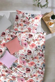 Primera Bettwäsche Primera Mako-Satin-Bettwäsche Viola, Mako-Satin, 2 teilig, mit einem kräftigen Blumenmuster