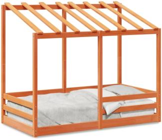 vidaXL Kinderbett mit Dach Wachsbraun 80x160 cm Massivholz Kiefer 847014