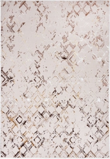 Mazovia Designteppich Modern Teppich für Wohnzimmer - Glänzende - Beige Creme mit Gold, 80 x 150 cm